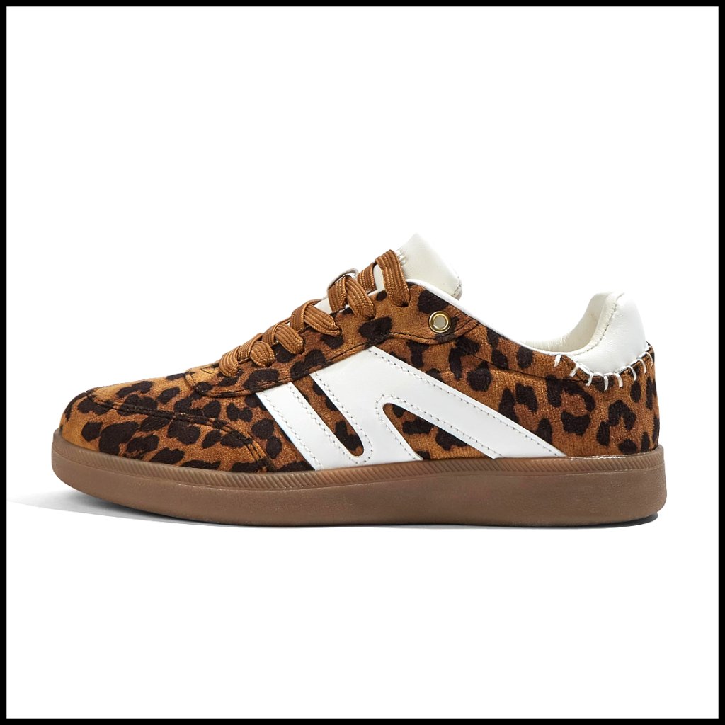 Genuine Leather Retro Sneakers With Gum Sole, Anti-Slip Comfort